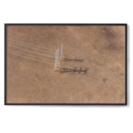 Aerial photo of transmission towers and shadows near Moorabool Victoria Australia
