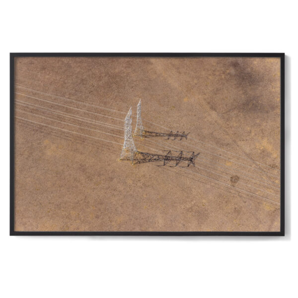 Aerial photo of transmission towers and shadows near Moorabool Victoria Australia
